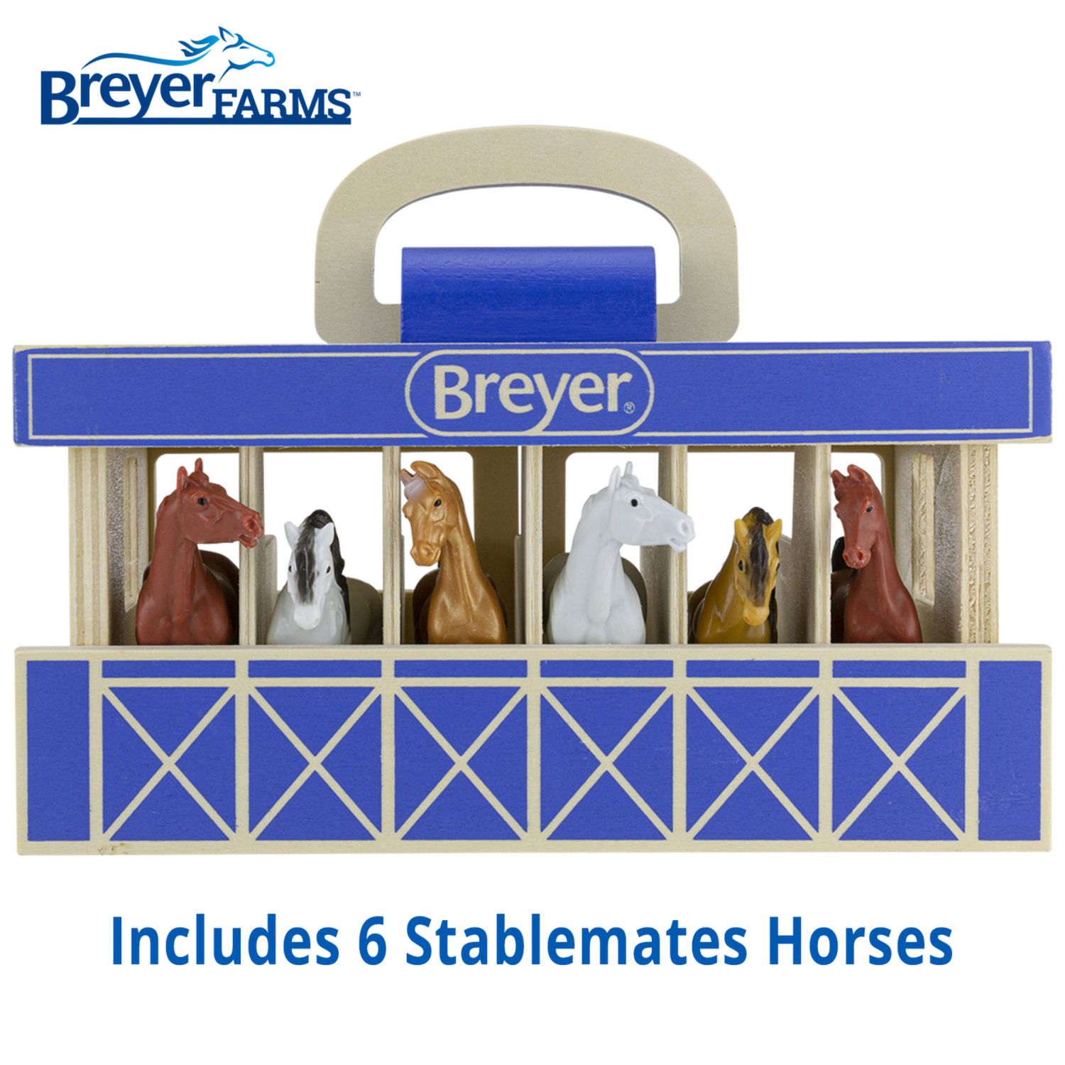 Детский игровой набор Breyer Horses - Breyer Farms Wooden Stable Playset With 6 Horses — фото 6