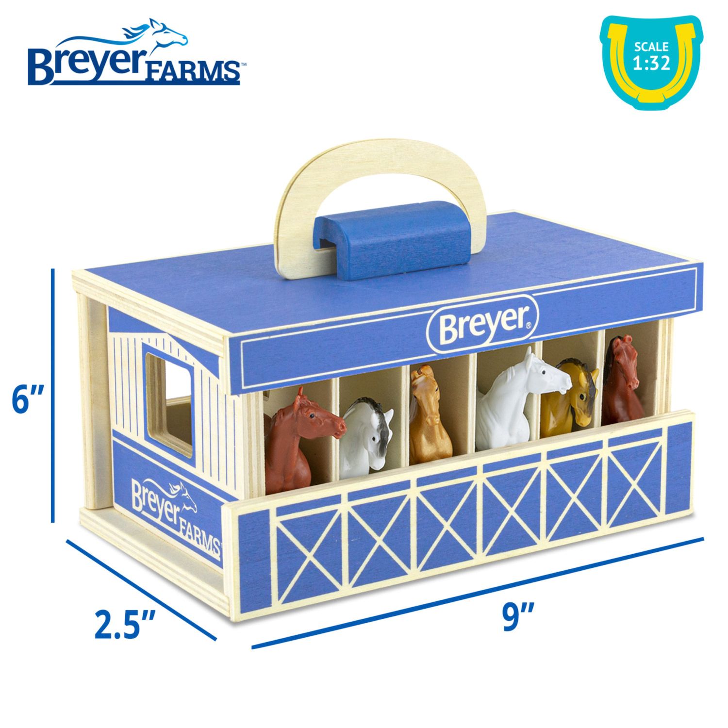 Детский игровой набор Breyer Horses - Breyer Farms Wooden Stable Playset With 6 Horses — фото 8