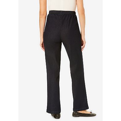 Woman Within Plus Size Wide-Leg Fineline Denim Jean
