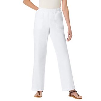 Woman Within Plus Size Fineline Stretch Denim Wide-Leg Pull-On Jeans