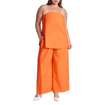 ELOQUII Women's Plus Size Easy Wide Leg Linen Pant