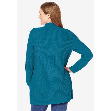 Woman Within Plus Size Zip Front Shaker Cardigan