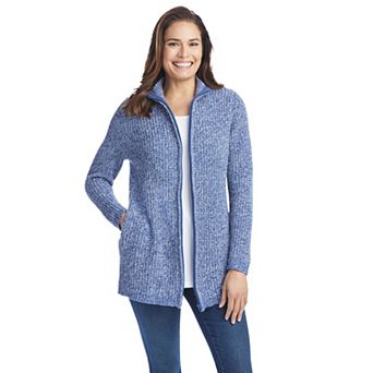 Woman Within Plus Size Zip Front Shaker Cardigan