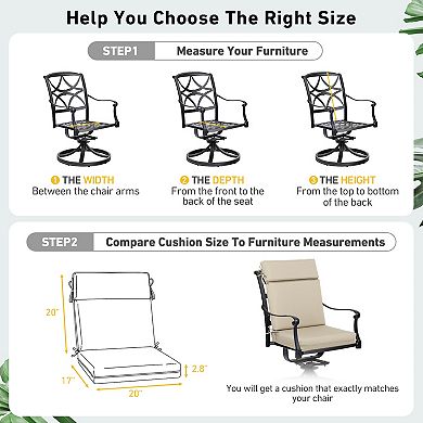 Aoodor 4pcs Outdoor Cartridge High Back Dining Chair Cushion Set