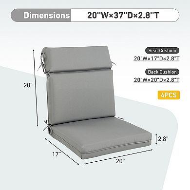 Aoodor 4pcs Outdoor Cartridge High Back Dining Chair Cushion Set