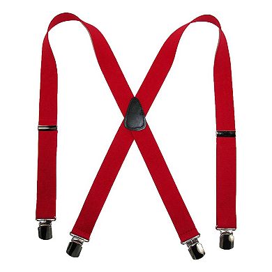 Men's Elastic With Anti Slip Pin Clip 1 1/2 Inch Solid Suspenders