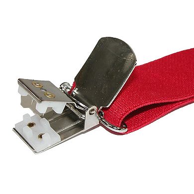 Men's Elastic With Anti Slip Pin Clip 1 1/2 Inch Solid Suspenders