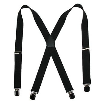 Men's Elastic With Anti Slip Pin Clip 1 1/2 Inch Solid Suspenders