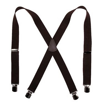 Men's Elastic With Anti Slip Pin Clip 1 1/2 Inch Solid Suspenders