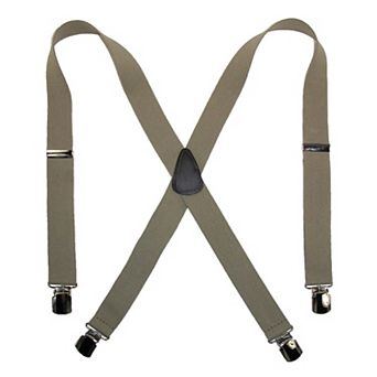 Men's Elastic With Anti Slip Pin Clip 1 1/2 Inch Solid Suspenders