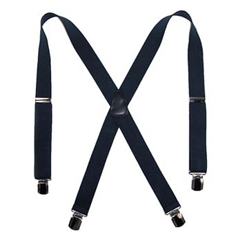 Men's Elastic With Anti Slip Pin Clip 1 1/2 Inch Solid Suspenders