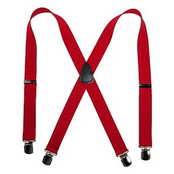 Men's Elastic With Anti Slip Pin Clip 1 1/2 Inch Solid Suspenders