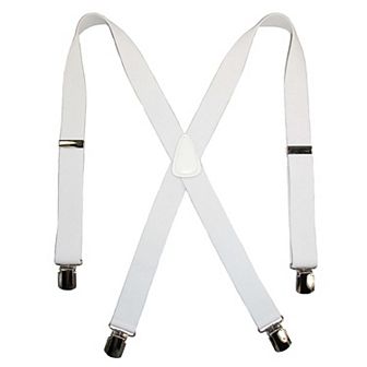 Men's Elastic With Anti Slip Pin Clip 1 1/2 Inch Solid Suspenders