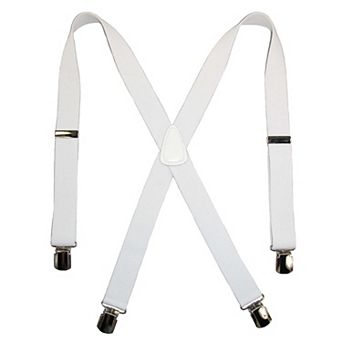 Men's Elastic With Anti Slip Pin Clip 1 1/2 Inch Solid Suspenders