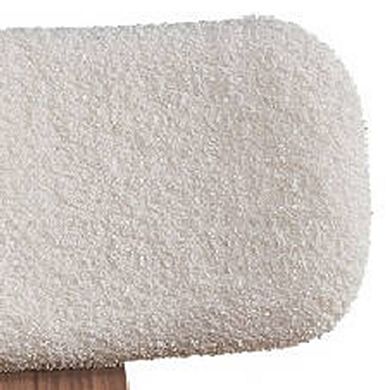 Aon 22 Inch Side Dining Chair Set Of 2, Curved, White Boucle, Walnut Brown