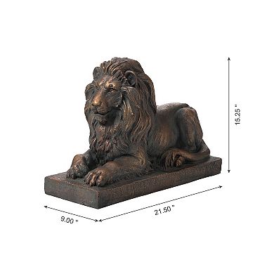 Glitzhome Lying Guardian Lion Garden Statue Outdoor Sculpture Decorative