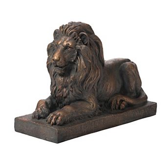 Glitzhome Lying Guardian Lion Garden Statue Outdoor Sculpture Decorative