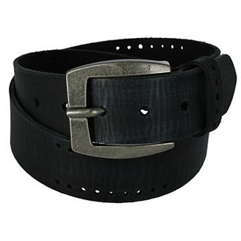 CTM Men's Distressed Leather Bridle Belt With Perforations