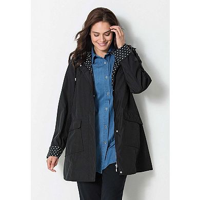 Woman Within Plus Size Dot Trim Raincoat