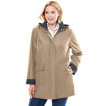 Woman Within Plus Size Dot Trim Raincoat