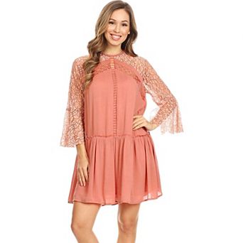 Women's Semi Sheer Lace Swing Dress