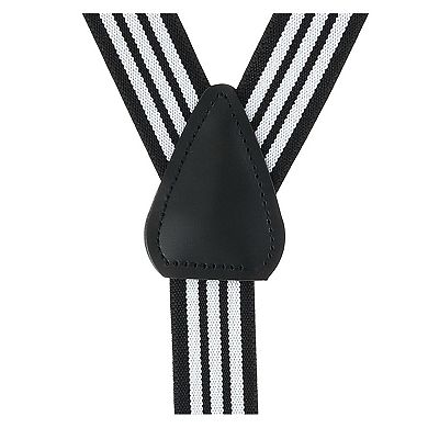 Men's Elastic Clip-end 1 Inch Black And White Pinstripe Suspenders