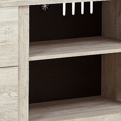 60 Inch Rustic TV Media Entertainment Console, Round Handles, Wood, White