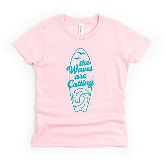 The Waves Are Calling Ocean Surf Youth Short Sleeve Graphic Tee