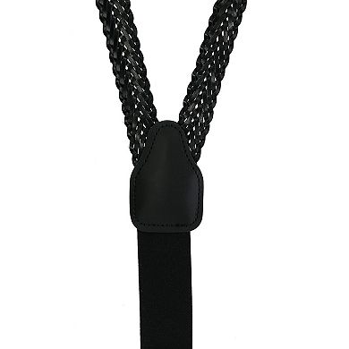 CTM Coated Leather Button-End 3/4 Inch Braided Suspenders