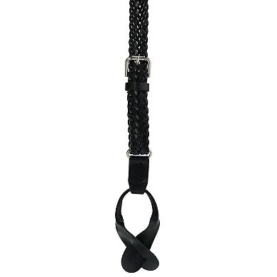 CTM Coated Leather Button-End 3/4 Inch Braided Suspenders