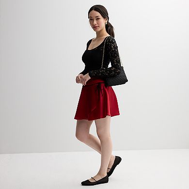 Juniors' Live To Be Spoiled Satin Wrap Skirt