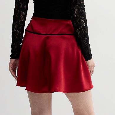 Juniors' Live To Be Spoiled Satin Wrap Skirt