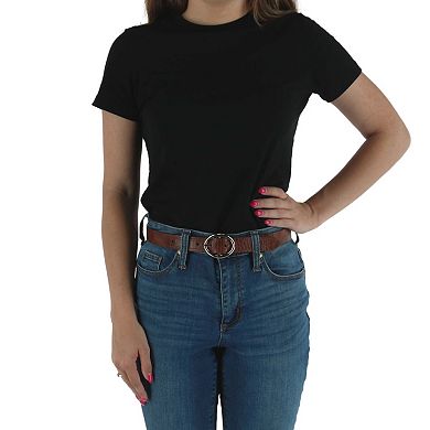 Ctm Women's Croc Print Center Bar Buckle Belt