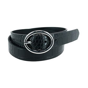 Ctm Women's Croc Print Center Bar Buckle Belt