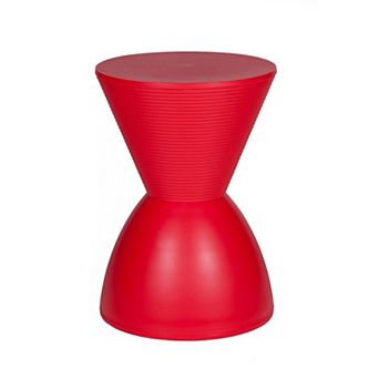 Hillary 17 Inch Side Table, Indoor Outdoor, Hourglass Shape, Red Finish