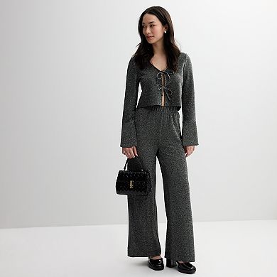Juniors' madden girl 2-pc. Tie-Front Cardigan & Pants Set