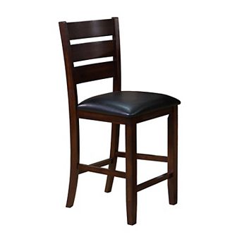 Woodlands 24 Inch Counter Height Chairs, Set of 2, Wheat Fabric Upholstered Seat, Black