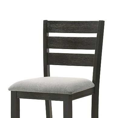 Woodlands 24 Inch Counter Height Chairs, Set of 2, Wheat Fabric Upholstered Seat, Black