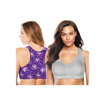 Comfort Choice Women's Plus Size Low-impact Cotton Sports Bra 2-pack