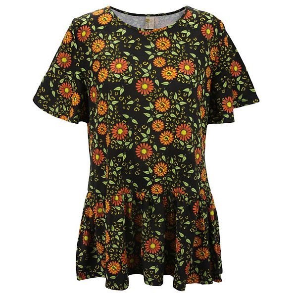 Wild Flowers Women's Adult Ruffle Sleeve Tunic Top