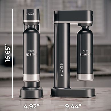 Fizzit Spärklï Carbonated Water Soda Maker With Stainless Steel Bottle Included - Black