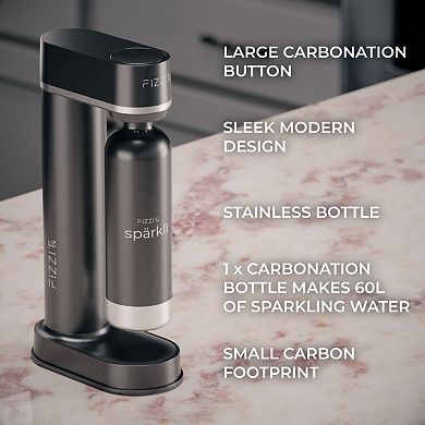 Fizzit Spärklï Carbonated Water Soda Maker With Stainless Steel Bottle Included - Black
