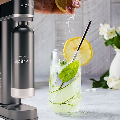 Fizzit Spärklï Carbonated Water Soda Maker With Stainless Steel Bottle Included - Black