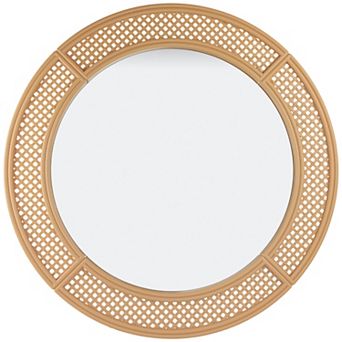 30" Round Rattan Weave Style Wall Mirror