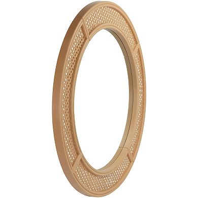 30" Round Rattan Weave Style Wall Mirror