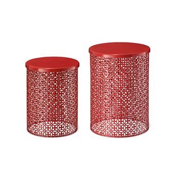 Glitzhome Outdoor Side Table Set Of 2, Decorative Garden Stool For Indoor Outdoor