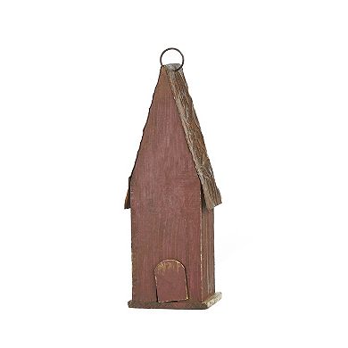 Glitzhome 13.25" H Retro Distressed Solid Wood Hanging Birdhouse