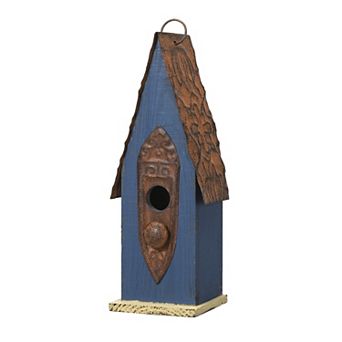 Glitzhome 13.25" H Retro Distressed Solid Wood Hanging Birdhouse