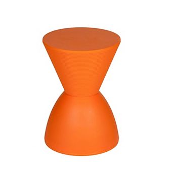Hillary 17 Inch Side Table, Indoor Outdoor, Hourglass Shape, Orange Finish