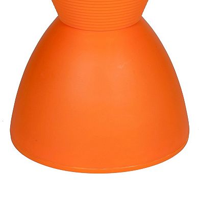 Hillary 17 Inch Side Table, Indoor Outdoor, Hourglass Shape, Orange Finish